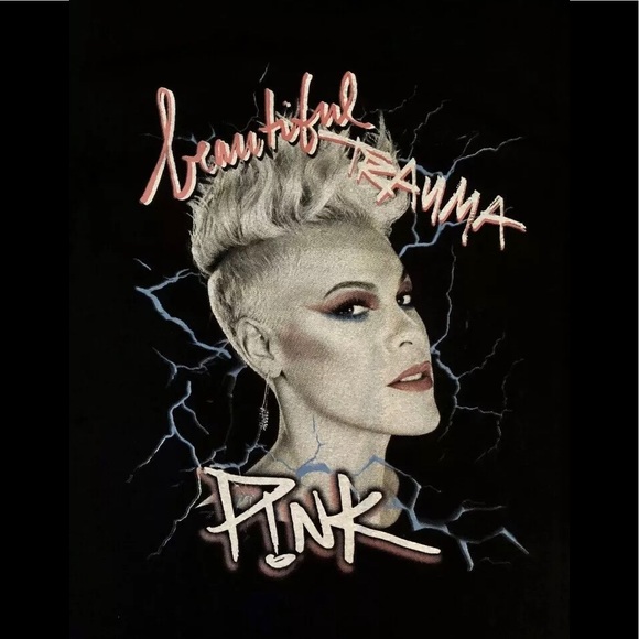P!NK (the band) Beautiful Trauma Tour 2018 concert Tshirt Mens sz L PINK NEW - Picture 3 of 4